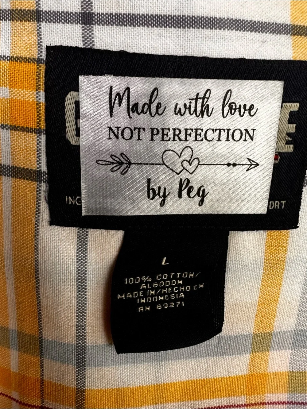 Yellow Plaid Ruffle Collar Shirt upcycled